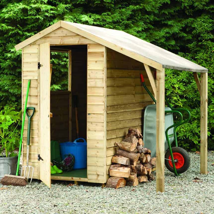 Overlap Wooden Shed with Lean To 6 x 4 - What Shed