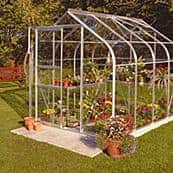 Green Frame Curved Roof Toughened Glass Greenhouse