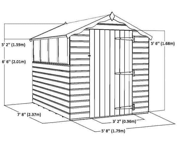 8 x 6 Tongue &amp; Groove Apex Windowless Shed Sustainable ...
