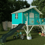 Playhouses For Girls - 7' X 14' BillyOh Mad Dash Lollipop Tower Extra With Green Premium Slide