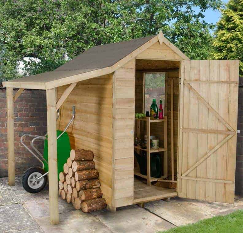 6 x 4 Overlap Pressure Treated Wooden Shed With Lean-To