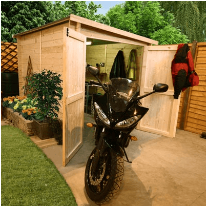 secure motorbike shed