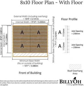 The Billyoh 5000 Philosopher’s Summerhouse 8 X 10 with floor plan
