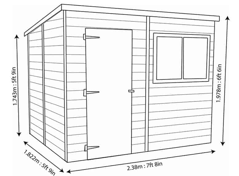 Shire Shiplap Pent Roof Wooden Shed 8 X 6