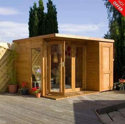 10' x 8' cambridge summer house with side shed - what shed