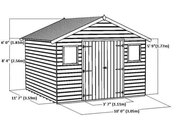 12 x 10 shiplap tongue and groove workshop shed