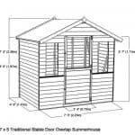 7' x 5' Henley Stable Door Summer House Wall Overall Dimensions
