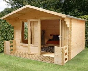 3.4 x 3.3 Waltons Standard Log Cabin Studio with Veranda