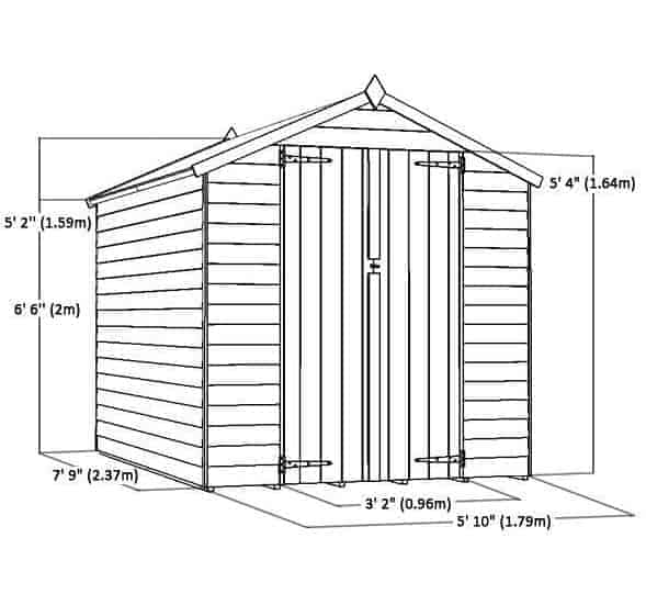 8 x 6 Overlap Apex Shed Sustainable Homes Code Compliant 
