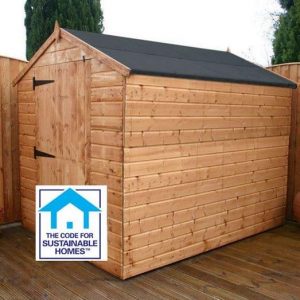 8 x 6 Tongue & Groove Apex Windowless Shed Sustainable Homes Code Compliant