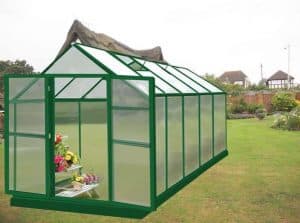 10' x 8 Nison Green Polycarbonate Greenhouse with Hinged Doors