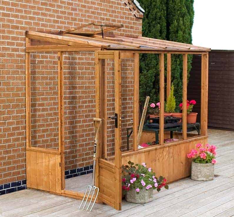 8'2 x 4'4 (2.49x1.32m) Windsor 84 Wooden Lean-To Greenhouse