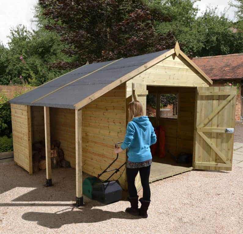 mercia 11x7ft wooden corner summerhouse with side shed