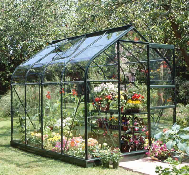 6'x8' Halls Green Frame Large Paned Toughened Glass Greenhouse (1.92x2.56m)