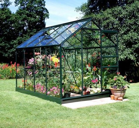 6'x8' Halls Green Frame Large Paned Toughened Glass Greenhouse (1.92x2.56m)