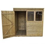 Hartwood Premium 7' x 5' FSC Tongue and Groove Pent Shed Front View Open Door