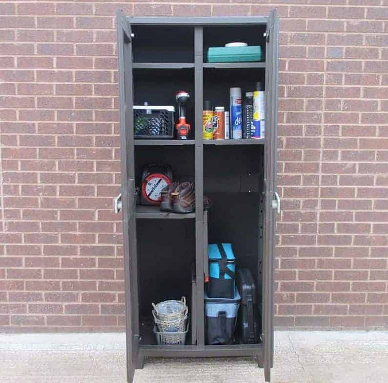 Suncast Tall Utility/ Garage Cabinet Grey - Plastic Storage Cupboard