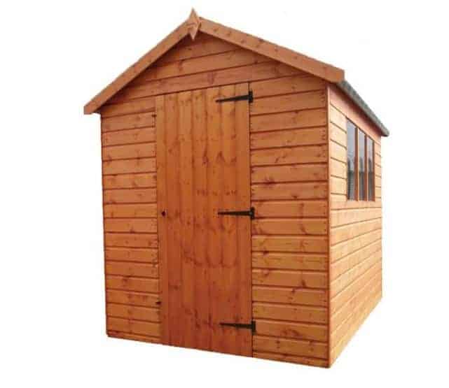 8' x 6' Forest Overlap Apex Dip Treated Wooden Double Door Shed (2.36m x 1.91m)