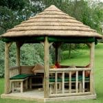 Wooden Gazebos - 11x10 Royal Hexagon Thatched Roof Gazebo