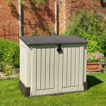 Plastic Garden Storage - Store It Out Midi Wood-Effect Pent Plastic Garden Storage Chest