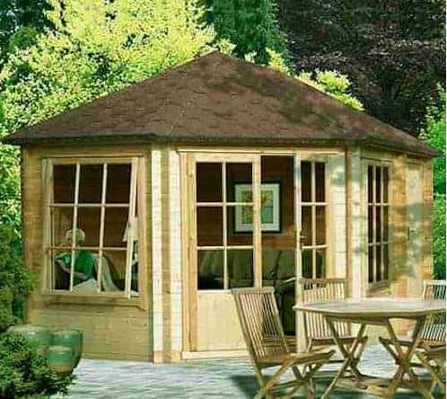 Shire Villandry 4.3m x 3m Corner Log Cabin Summerhouse (28mm)