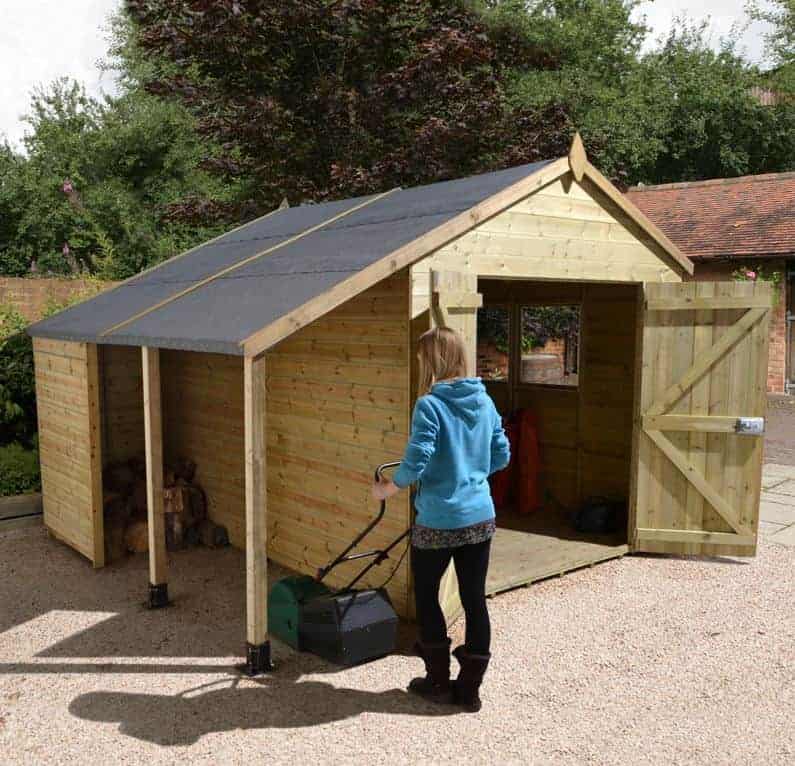 12' x 8' Shed-Plus Champion Heavy Duty Workshop with Logstore - Double Doors (3.63m x 2.43m)