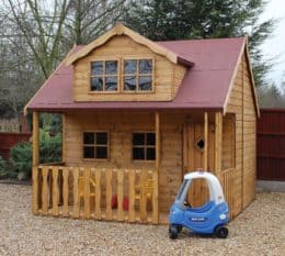 10x8 Traditional Swiss Cottage Kids Wooden Playhouse With Veranda