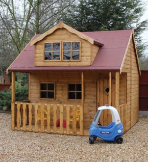 10x8 Traditional Swiss Cottage Kids Wooden Playhouse With Veranda