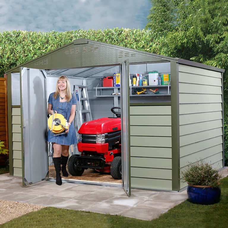 10' x 8' Trimetals Premium Titan 108 Metal Shed with apex roof and double doors