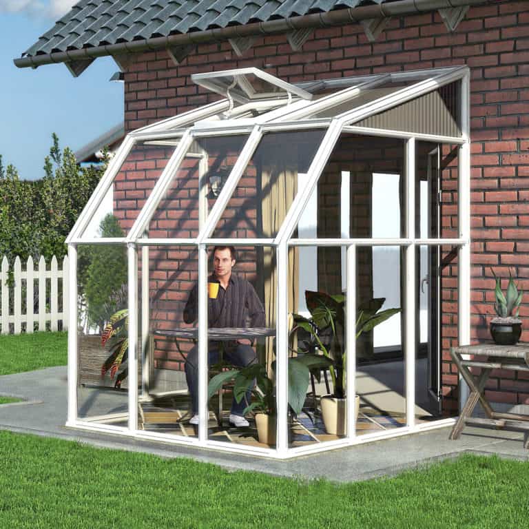 6'x6' Palram Canopia Rion White Lean-to Greenhouse for optimal plant growth and outdoor gardening.