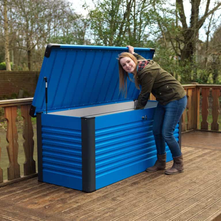 4x2 Trimetals blue Protect.a.Box for premium outdoor metal garden storage