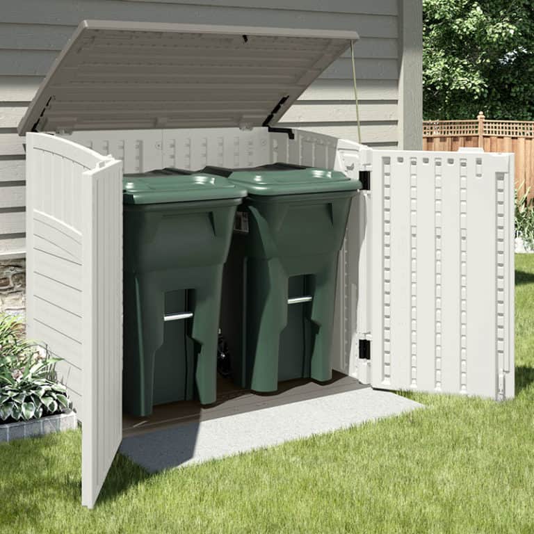 4x3 Suncast Resin Kensington Six Store: Durable plastic garden storage solution for outdoor organization.