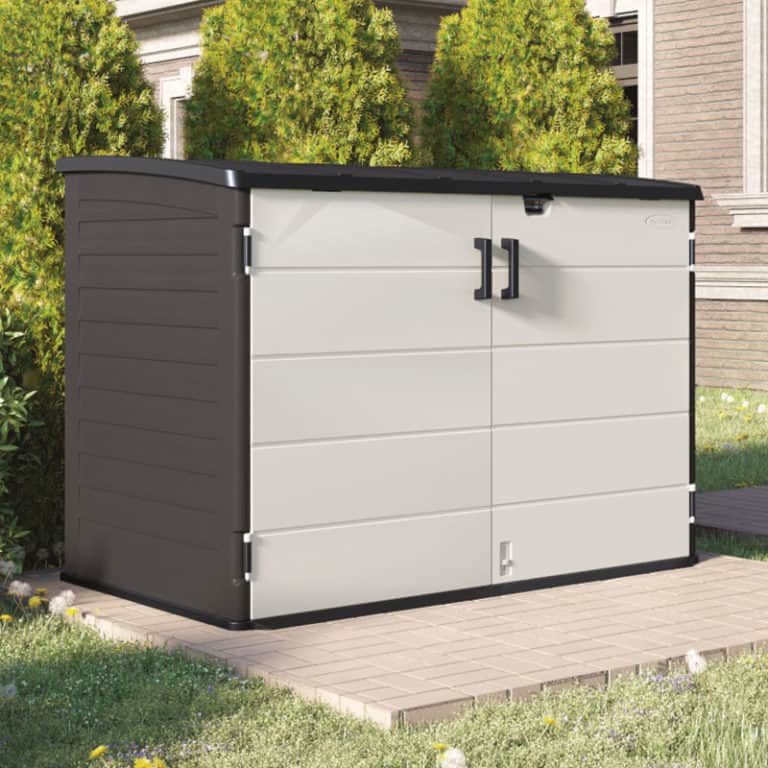 6' x 4' Suncast Kensington resin garden storage in peppercorn