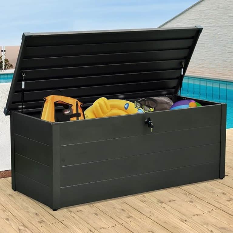 5'x2' Falcon 165 Heavy Duty Metal Garden Storage Box 550L for outdoor storage solutions.