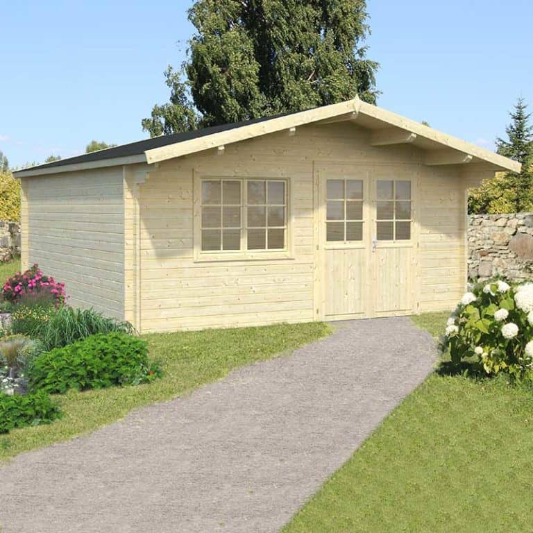 Palmako Britta 5.1m x 4.5m log cabin garden building for outdoor living and storage solutions.