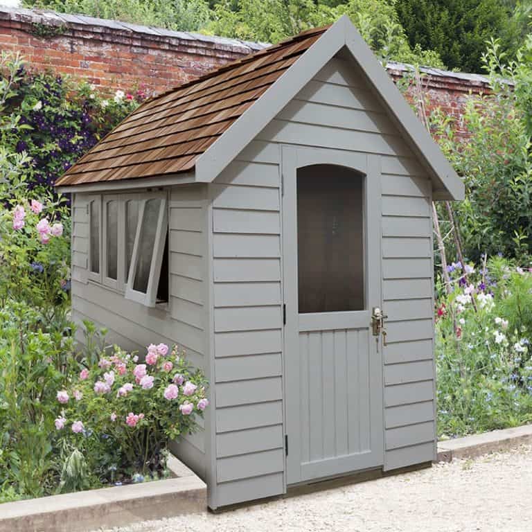 8'x5' Forest Retreat Grey Luxury Shed with sleek design and spacious storage for outdoor essentials.