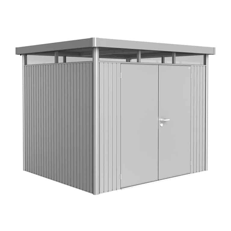 8'x7' Biohort HighLine H3 silver metal shed with double doors