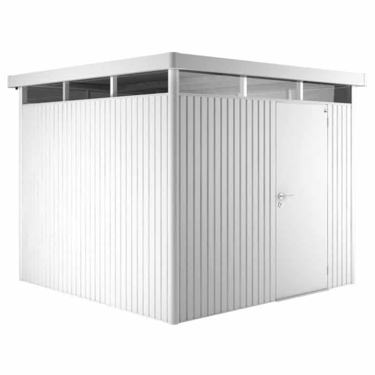 8'x8' Biohort HighLine H4 silver metal shed with skylight window