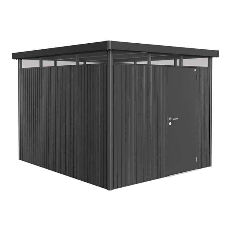 8' x 9' Biohort HighLine H5 dark grey metal shed with window skylight