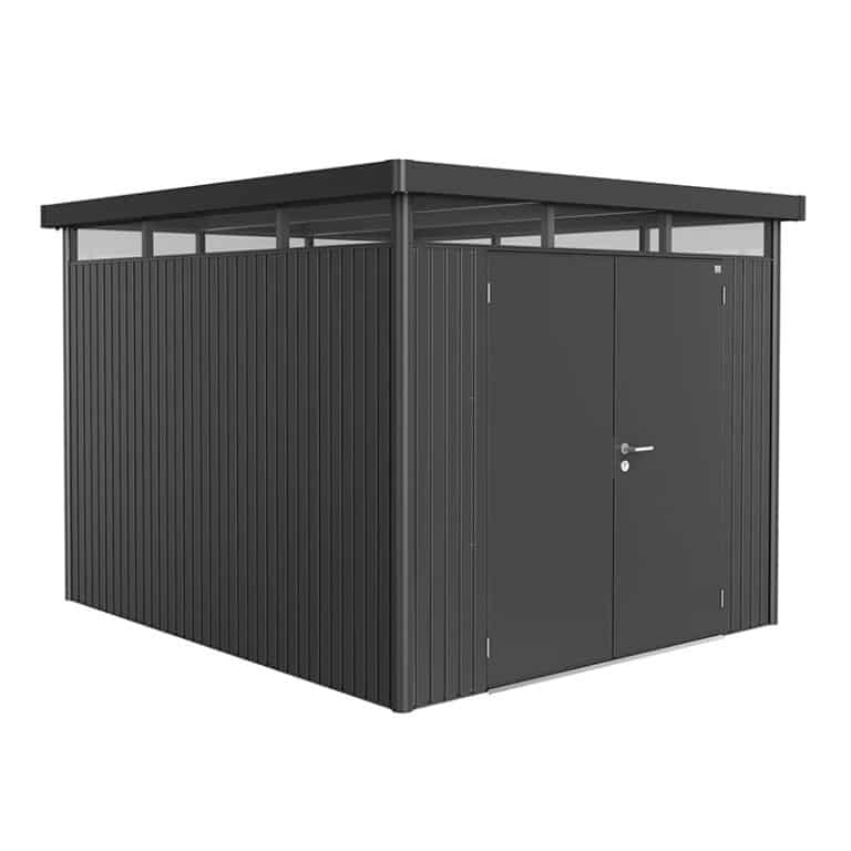 8'x9' Biohort HighLine H5 dark grey metal shed with double doors