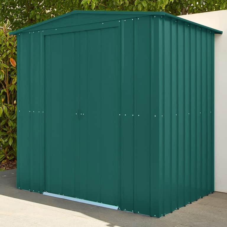 6' x 3' Lotus Heritage Green Apex Metal Shed for secure outdoor storage and garden organization.