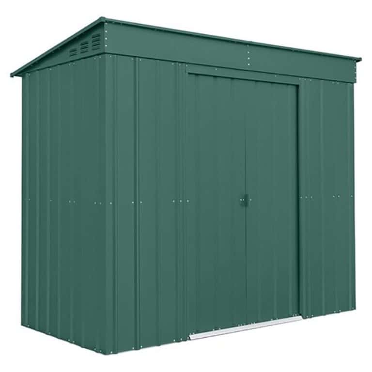 8' x 4' Lotus Heritage Green Pent Metal Shed for outdoor storage and organization.