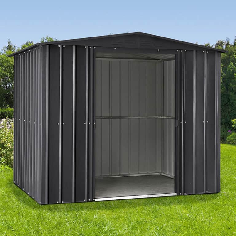 8' x 6' Globel Anthracite Grey Apex Metal Shed with sliding doors