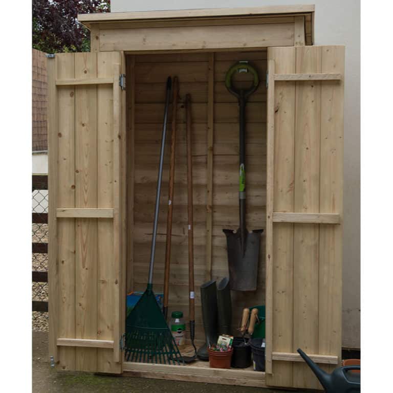 3'6 x 2' Forest Tall Pent Wooden Garden Storage for outdoor tools and patio organization.