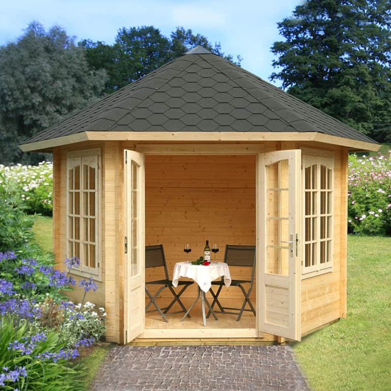 Palmako Hanna 3x3.4m corner log cabin summerhouse with large windows