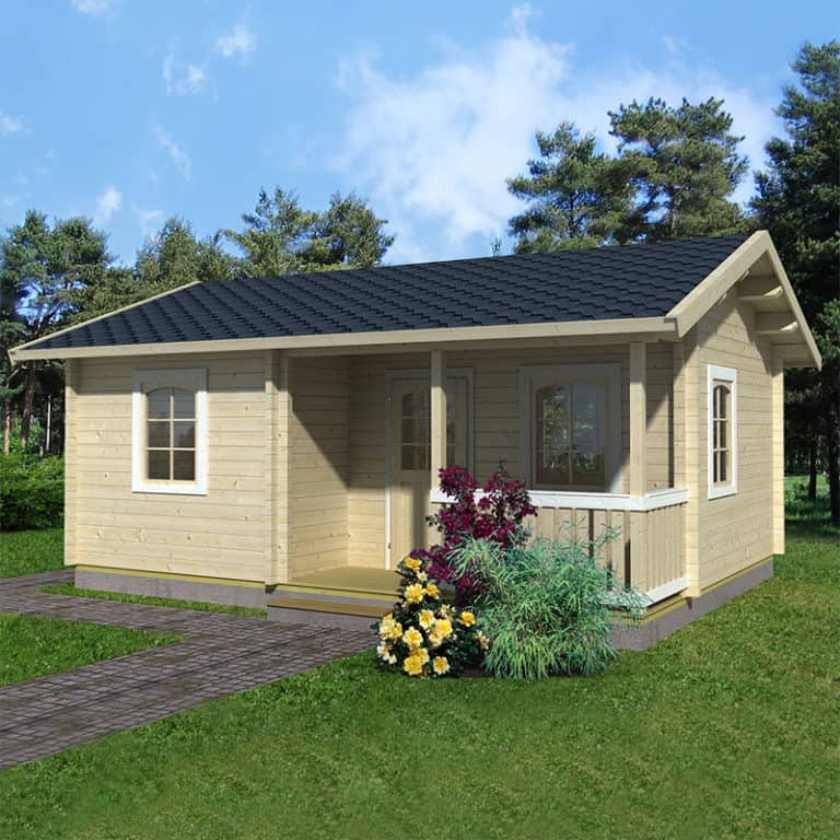 Palmako Sandra 6.3x4.5m log cabin garden building with modern design and spacious interior for outdoor living.