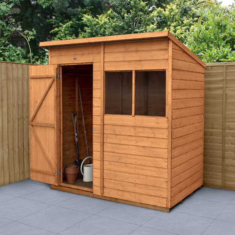 6' x 4' forest shiplap dip treated pent wooden shed with a durable design for outdoor storage.