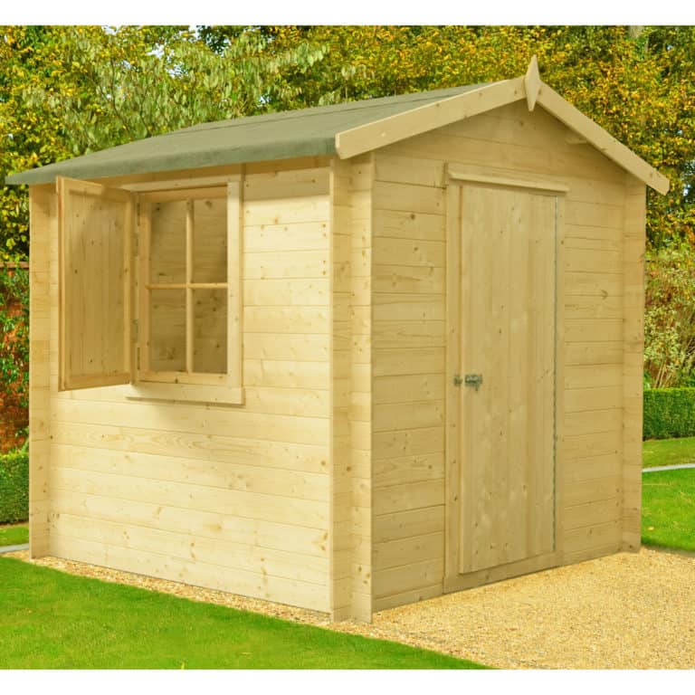 Shire Camelot 2.1m x 2.1m log cabin shed with wooden construction