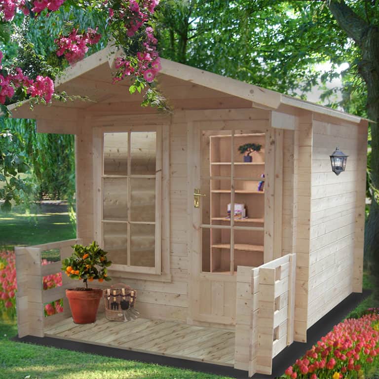 Shire Maulden 2.1m x 2.9m log cabin summerhouse with rustic design and large windows for natural light.