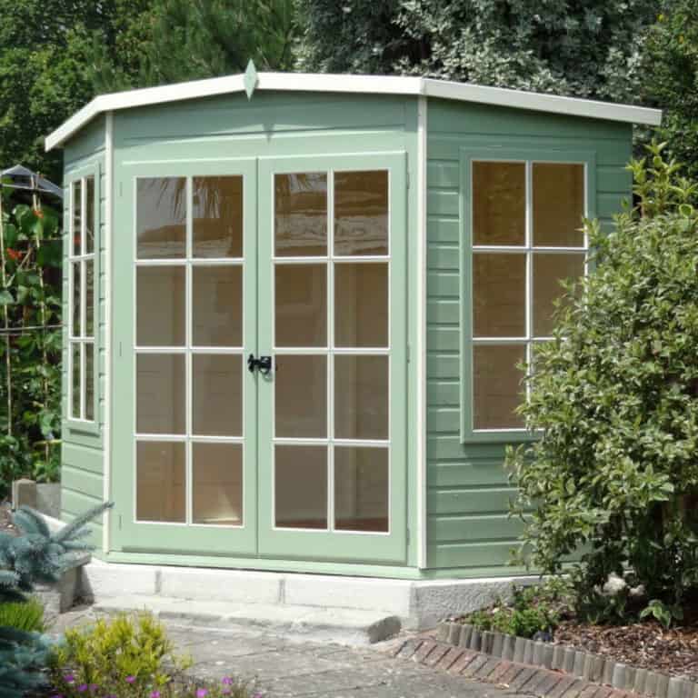 7x7 Shire Hampton Garden Summerhouse with large windows and wooden structure